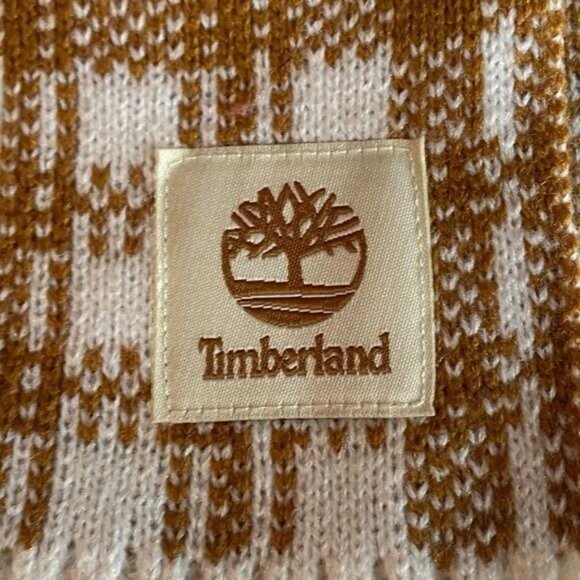 Timberland Women’s Chunky Knit Birdseye Scarf Plaid Checkered Cabincore … - Picture 5 of 9